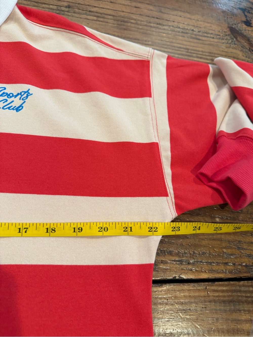 Wild Fable Sports Club Striped Red & Ivory Rugby Shirt Crop Long Sleeve XS NWT - Picture 7 of 9